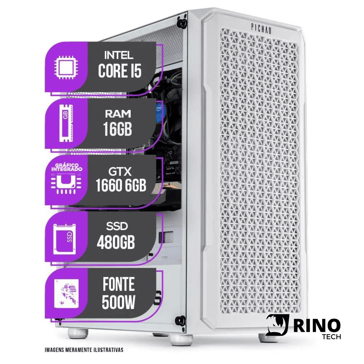 PC Gamer Mancer Intel Core I5 11º 16GB de Memória RAM 480GB SSD - Rino Tech