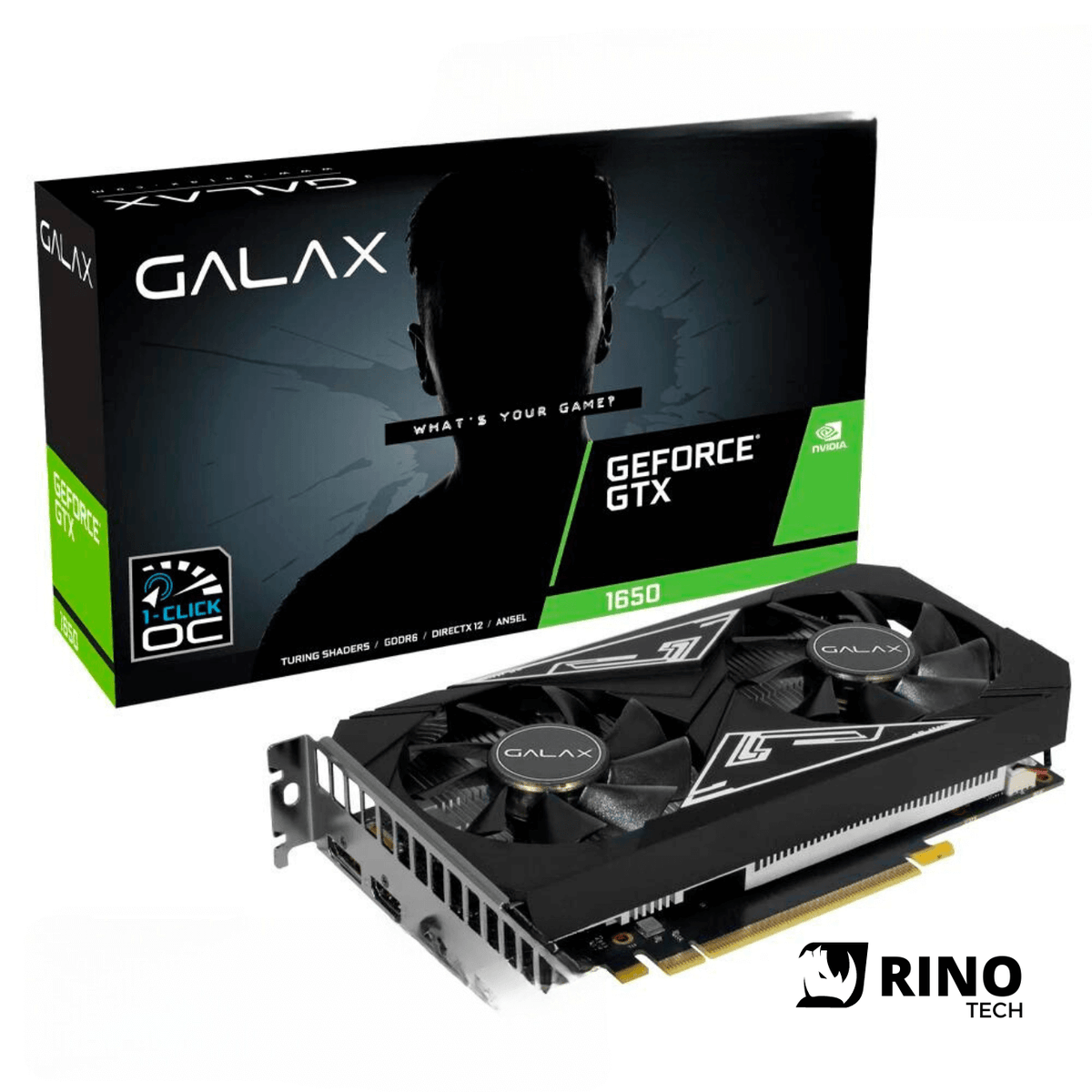 Placa de Vídeo Galax NVIDIA GeForce GTX 1650, 4GB GDDR6, Dual Fan - Rino Tech