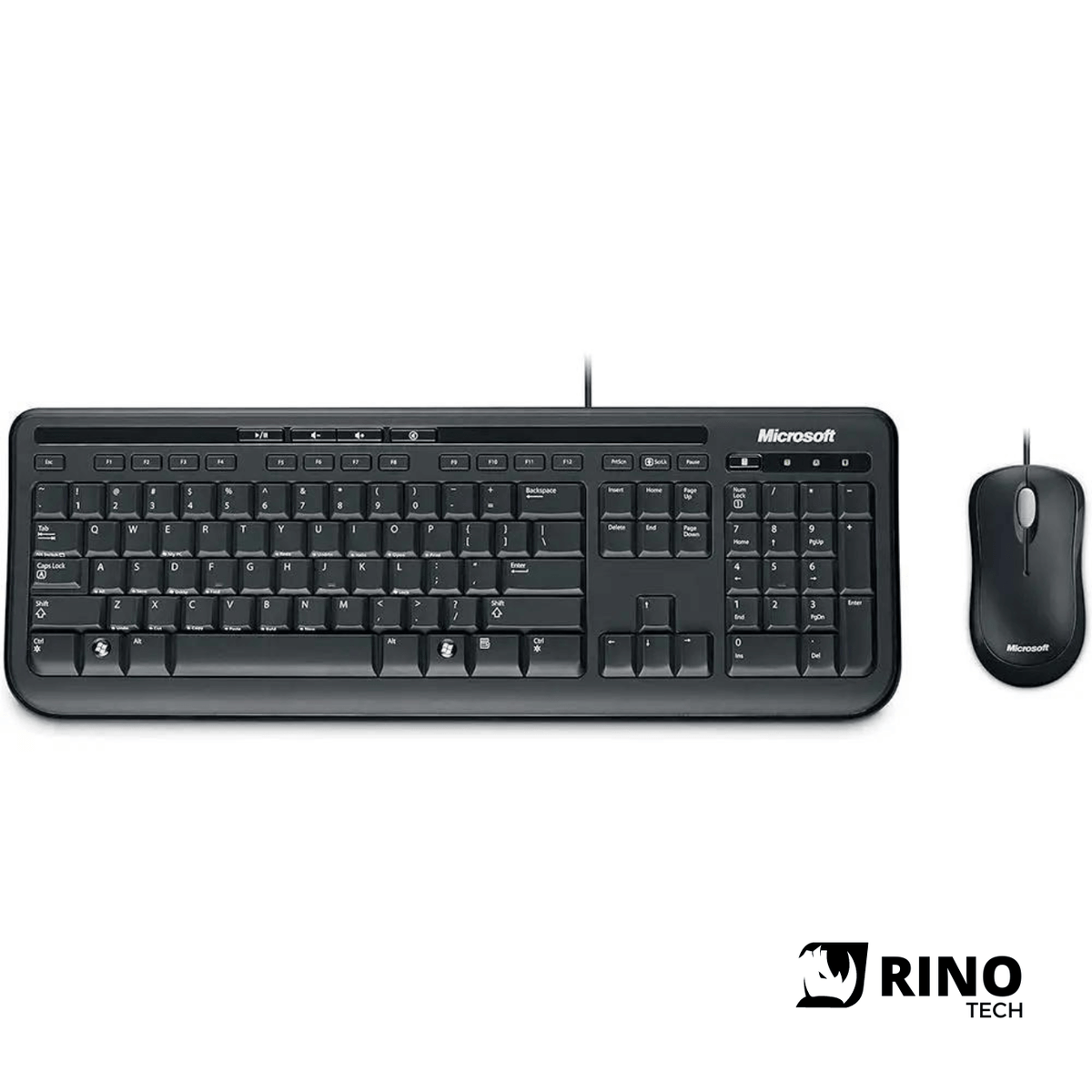 Teclado e Mouse Microsoft Wired Multimídia 600 USB Preto - APB-00005 - Rino Tech