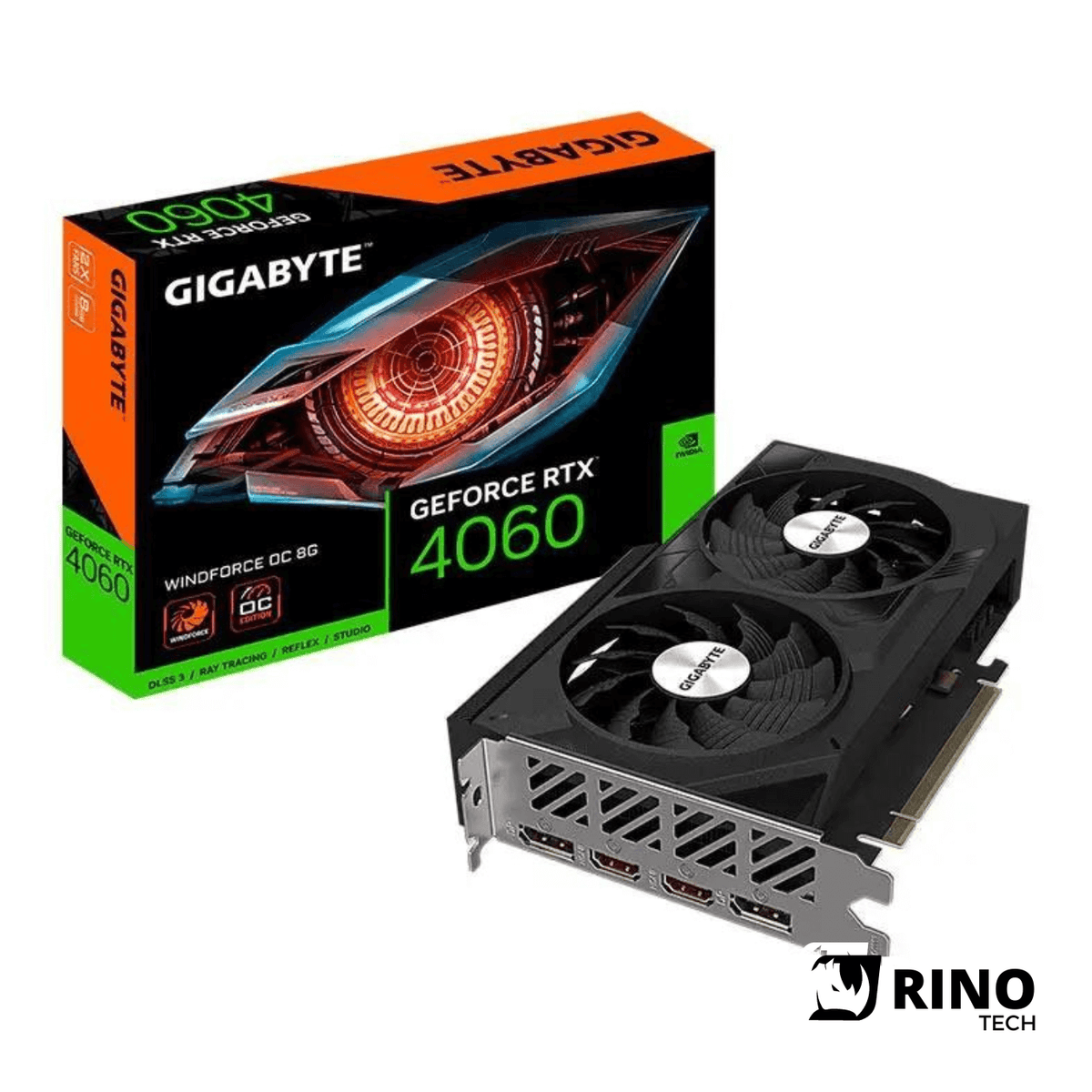 Placa de Vídeo Gigabyte GeForce RTX 4060 Windforce OC, 8GB, GDDR6, 128 Bits, GV-N4060WF2OC-8GD - Rino Tech