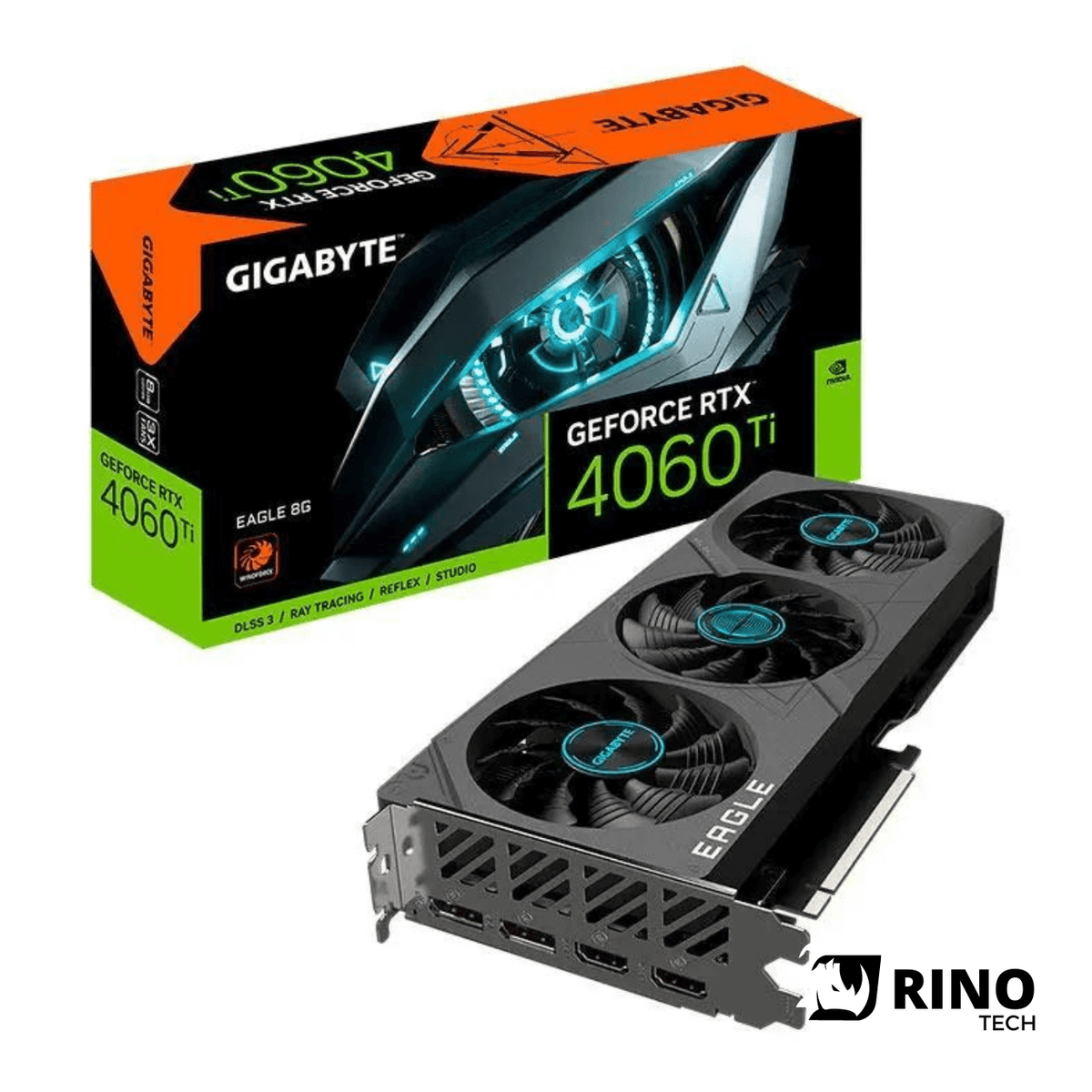 Placa de Vídeo Gigabyte GeForce RTX 4060 Ti, Eagle 8GB GDDR6, 128 Bits, GV-N406TEAGLE-8GD - Rino Tech