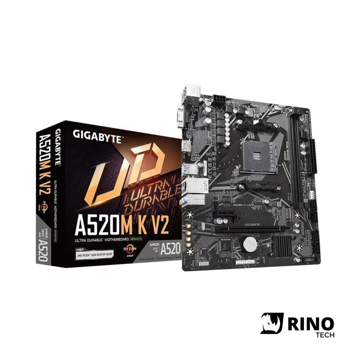 Placa Mãe GIGABYTE A520M K V2, DDR4, AMD AM4, Chipset A520, MATX - Rino Tech